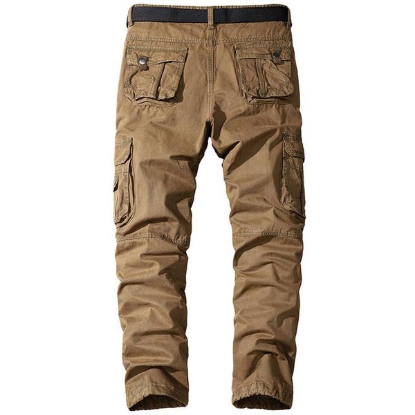 

men's casual cargo pants pure cotton loose straight fit trousers for male, Black
