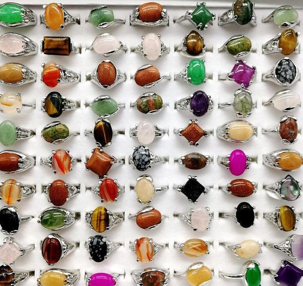 2021 nuova moda 30 pezzi/lottp arcobaleno anello di pietra disegni di stile della miscela anello di pietra naturale regalo dei gioielli da donna