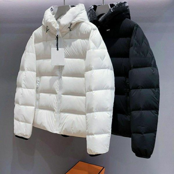 

fashion women men winter letter print puffer jacket warm hooded down coat casual padded coat, Black