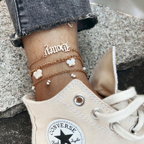 

anklets fashion cute white butterfly charm set for women gold color simple chain anklet foot ankle bracelet summer beach jewelry, Red;blue
