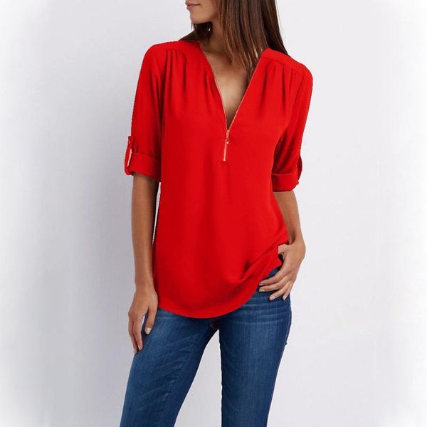 

lady jersey plus size s-5xl blouse women v-neck sequins chiffon shirt spring autumn elegant office tee 16 colors women's blouses &, White