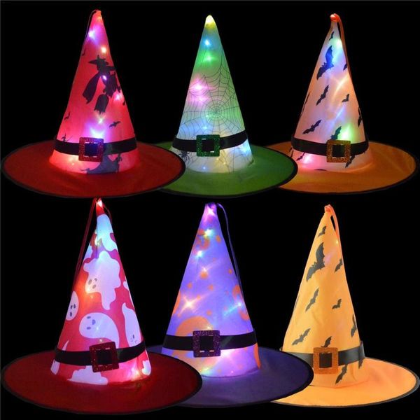 

party hats halloween witch hat with lights led glowing twinkling little stars wizard dance hanging decoration supplies