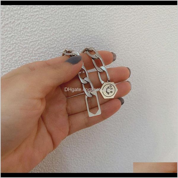 

pendant necklaces & pendants jewelry drop delivery 2021 stainless cuba thick necklace womens hip hop simple smile face clavicle chain mens t, Silver