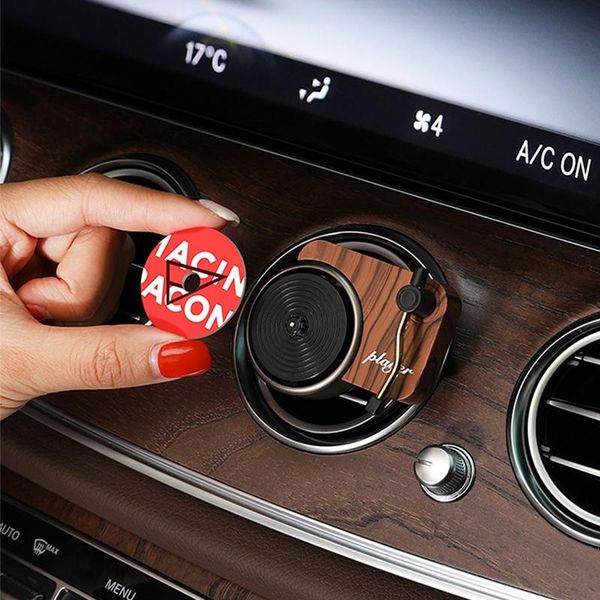 

car air freshener turntable phonograph fragrance aroma perfume diffuser with 3pcs replace tablets