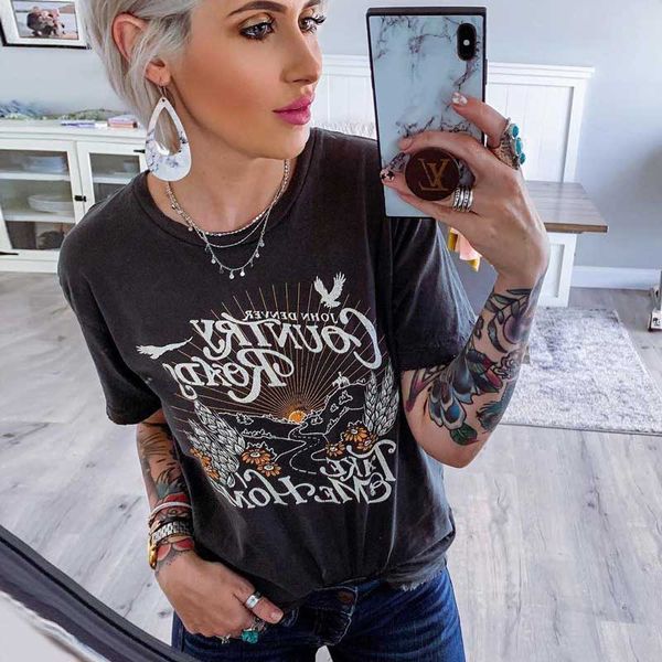 

polos chic graphic tees black 100% cotton casual summer gypsy t shirt women womens holiday clothing, White