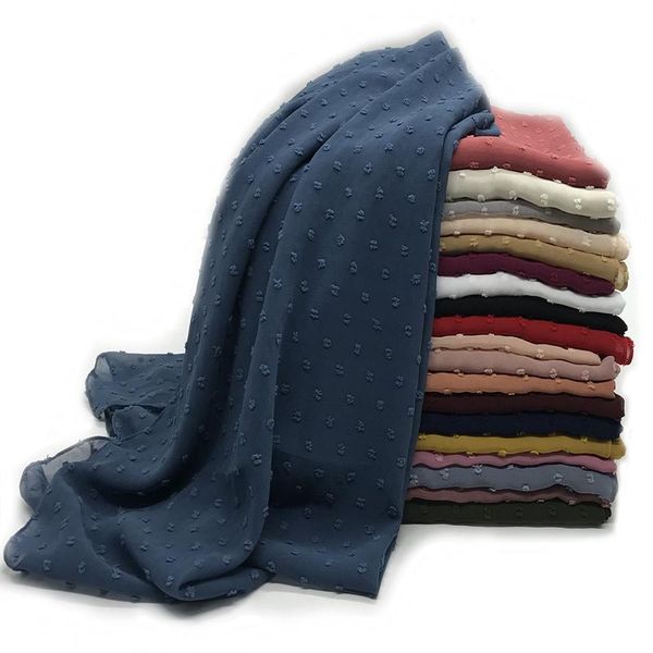 

scarves 1pc long scarf muslim hijab lady's fashion wrap chiffon fuzzy ball plain solid women shawls, Blue;gray