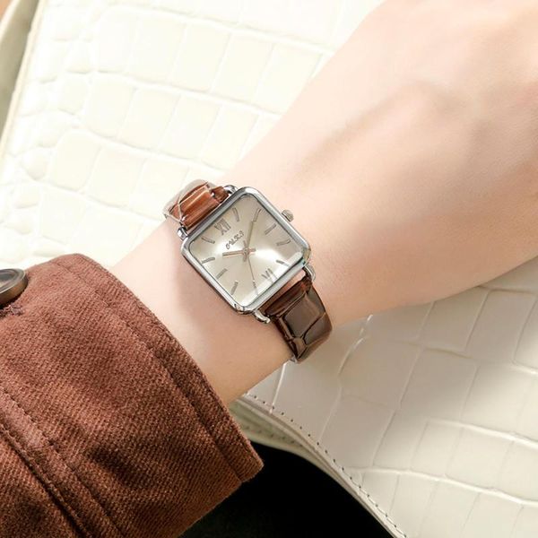 

wristwatches watch for women leather strap quartz crystal wristwatch elegant business clock zegarek damski relogio feminino#35, Slivery;brown