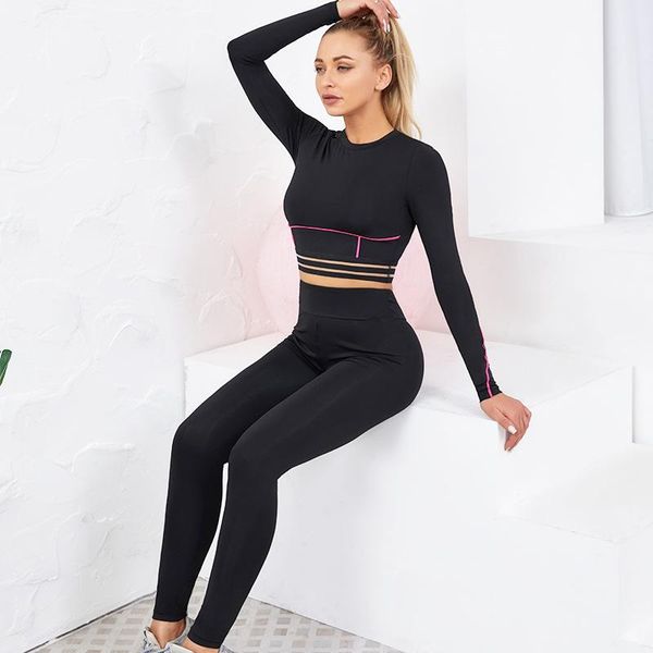 

black yoga set with pad women gym clothing long sleeve short suit for fitness sport outfit female running workout outfits, White;red