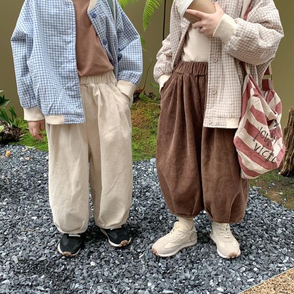

trousers autumn and winter children's loose corduroy pants for boys girls casual solid color bloomers baby warm, Blue