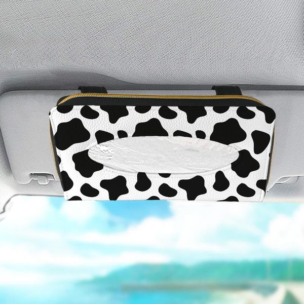 

tissue boxes & napkins black and white cow pu leather box portable car sun visor paper napkin holder hanging type universal auto accessories