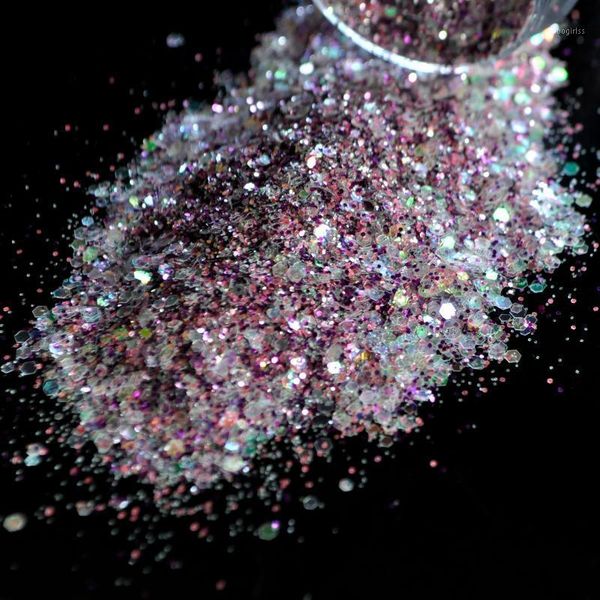 

clear acrylic mix size nail glitter powder light purple laser sequins 3d diy manicure products set 2641, Silver;gold