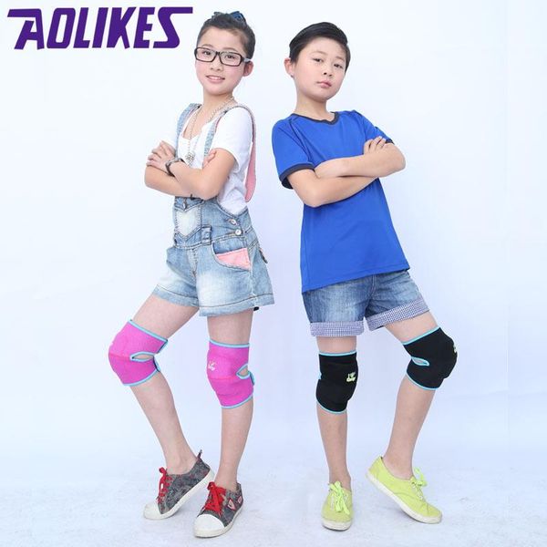 

1pair sports gym fitness kids knee support knees pads joint protector thicken sponge pad dance ski football boy girl sleeve elbow &, Black;gray