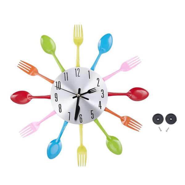 

wall clocks jeyl colore fork spoon kitchen cutlery clock decoration