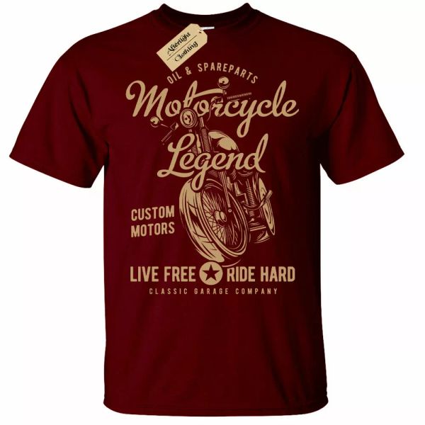 

motorcycle legend t-shirt mens biker motorbike, White;black