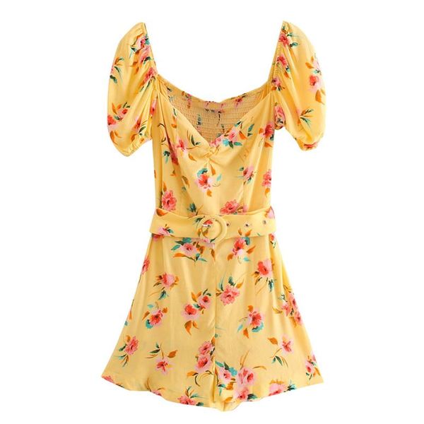 

women's jumpsuits & rompers elina prairie chic v neck women fashion slim floral printed jumpsuit elegant short female ladies fh, Black;white