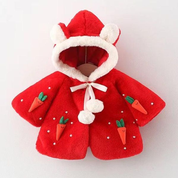 

jackets baby girl winter coat faux fur hooded cartoon cute christmas children outwear boutique kids clothing, Blue;gray