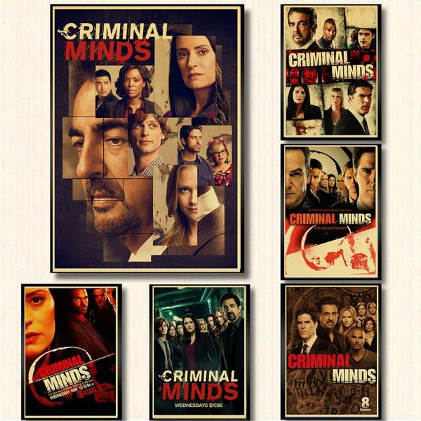 

paintings classic american tv series criminal minds retro poster kraft paper prints clear image room bar home art painting wall sticker