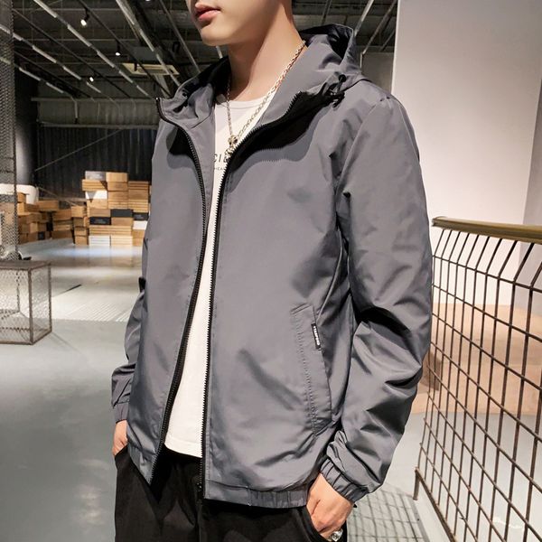 

Spring jacket men's thin Korean hooded sports casual, Black;brown