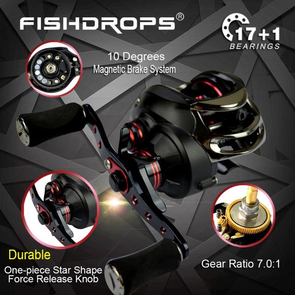 

baitcasting reels 17+1 ball bearings fishing reel 7.0:1 bait casting left / right hand
