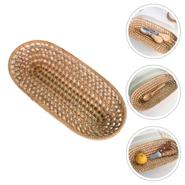 

storage baskets 1pc basket practical woven tableware (yellow)