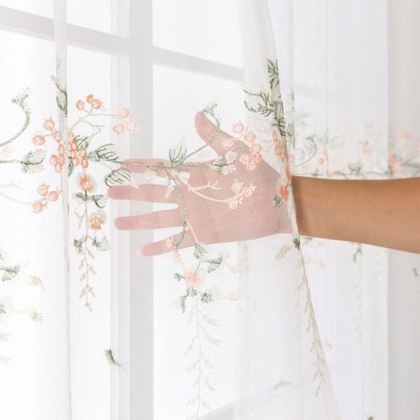 

curtain & drapes miling embroidery sheer for living room custom size flower tulle window curtains voile panel