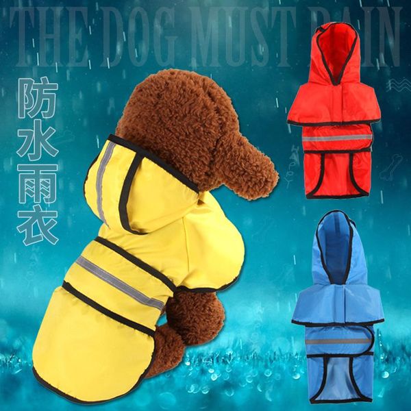 

dog apparel spring and summer style clothes teddy waterproof reflective legs pet raincoat