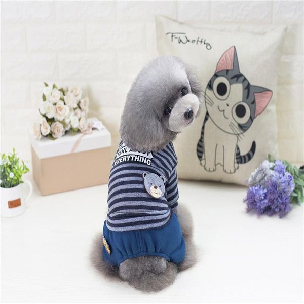 

dog apparel a126 sweet cotton coat striped pet autumn fall warm clothes 2021 style