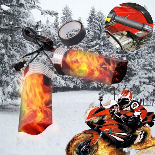 

handlebars handlebar heated hand grip pad heater warm shrinkable l&r 12v black pair
