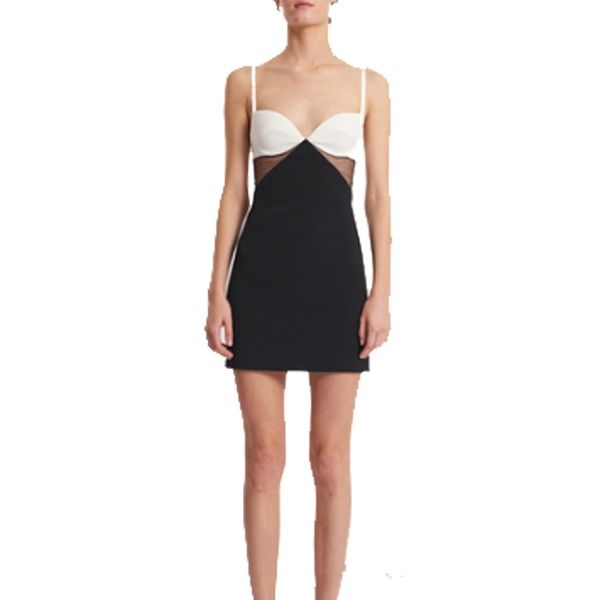 

casual dresses summer women mesh hollow out bodycon mini bandage elegant slim backless vacation club party y7mm, Black;gray