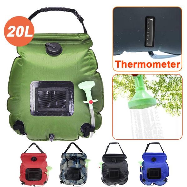 

hydration packs 20l portable outdoor camping hiking heating solar water bag with switchable hose shower bath head climbing equipment