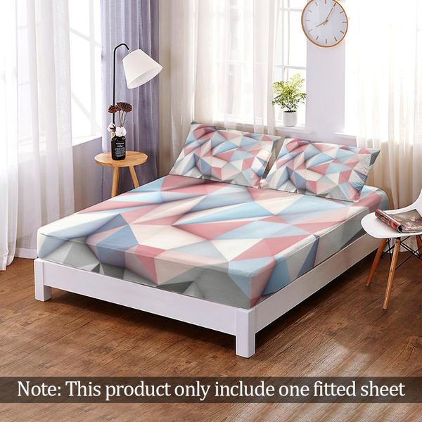 

print gradient diamond pattern fitted sheet customize queen king size elastic band bed home bedroom decoration 1pc sheets & sets