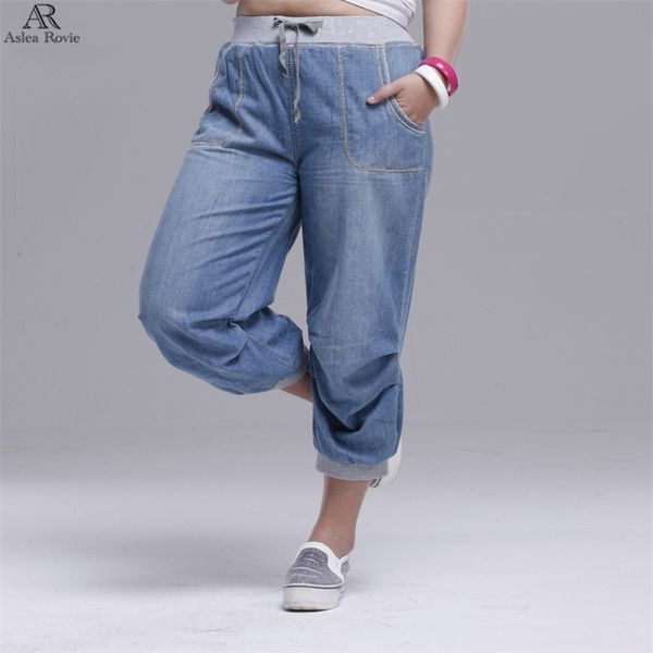 

summer women jeans harem pants loose trousers for denim s 100kg 210720, Blue
