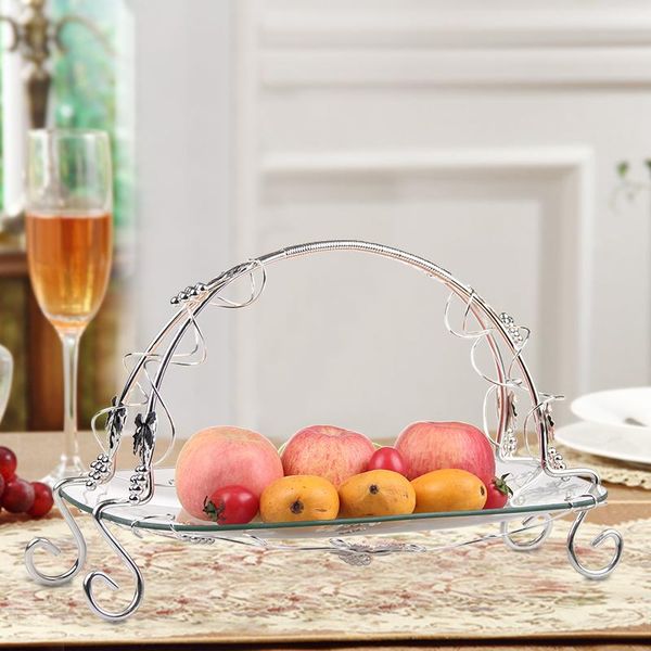 

bath accessory set european banquet room glass fruit bowl iron dish modern style dessert bread basket shelf flower