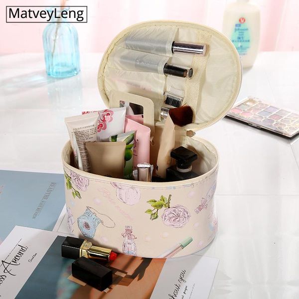 

ladies plaid pu cosmetic bag creative printed storage travel handbag portable toiletry spray bags & cases