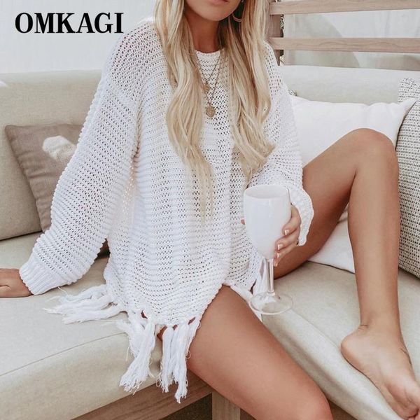 

crochet dress long sleeve tisse o neck tunica swim suit sarong wrap wear summer solid bikini white beach cover ups women's swimwear, White;black