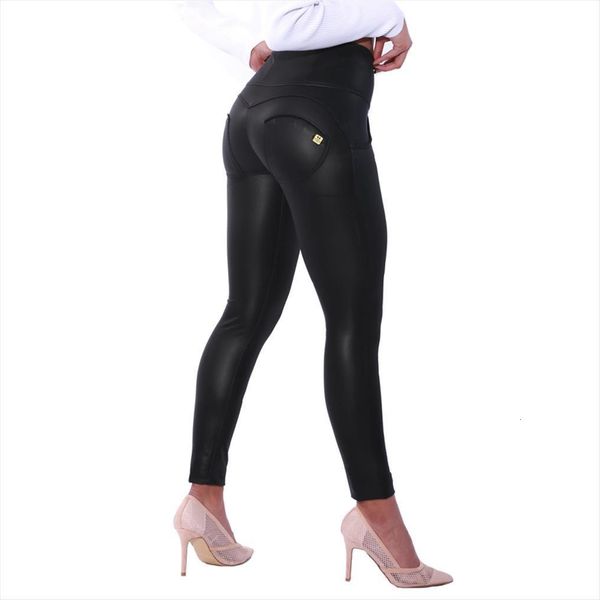 

leather high waisted black womens pant fitness look tight workout fleece lined footless comfortable shapewear, Black;white