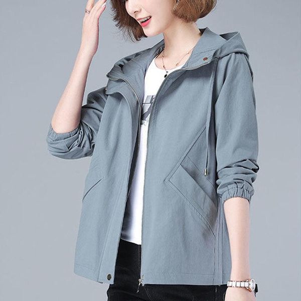 

women spring summer thin plus size hooded jacket female long sleeve baseball lady vintage zipper jackets l120 women's, Black;brown