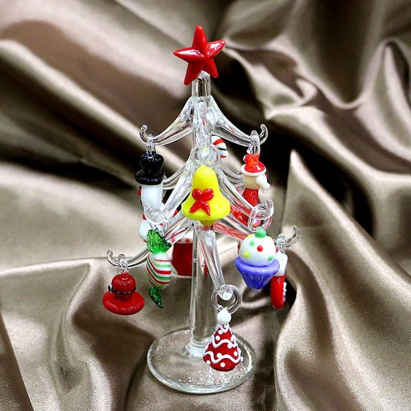 

decorative objects & figurines handmade murano transparent glass crafts christmas tree figurine ornament home table decor with 12 cute p