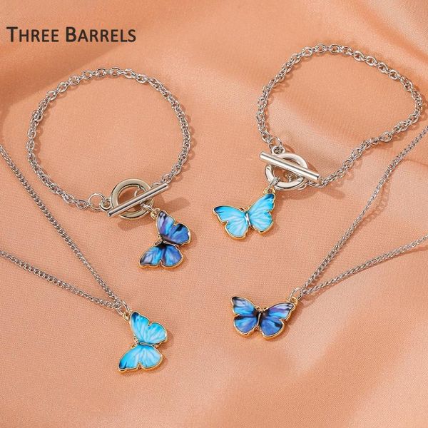 

pendant necklaces colorful butterfly necklace for women charms neck chains aesthetic summer female collar bohemia fashion boho jewelry, Silver