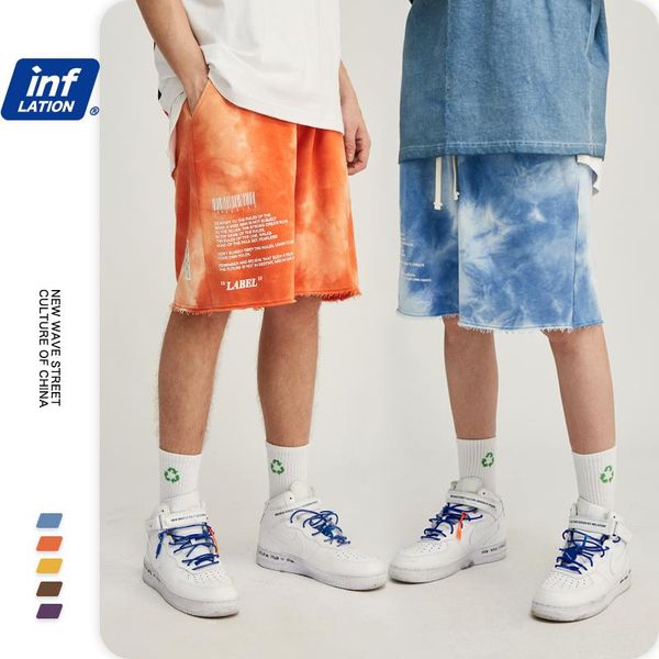 

men shorter shorts tie dye compression short with elastic waist loose fit cotton harem pants streetwear men's, White;black