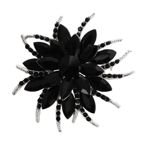 

pins, brooches crystal brooch pins for women flower broches jewelry fashion wedding party - black, Gray