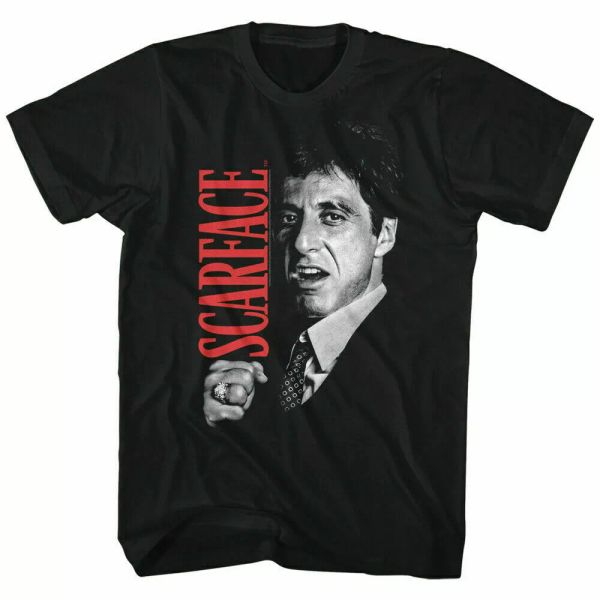 

scarface tony close up t shirt licensed mob mafia al pacino tee black, White;black