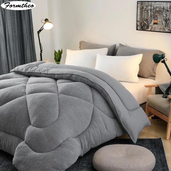 

comforters & sets flannel quilt super warm lamb velvet comforter king size blanket bedspread winter duvet 220*240