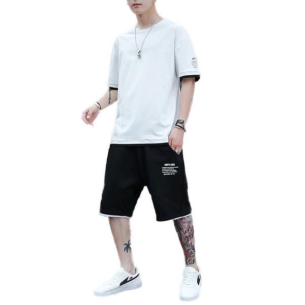 

men's tracksuits men summer ice silk suits male short skirts pants 2 sets, Gray