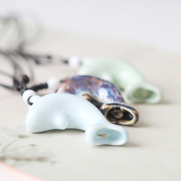 

pendant necklaces bonlavie ceramic whistle necklace female creative dolphin jewelry lovers girlfriends, Silver