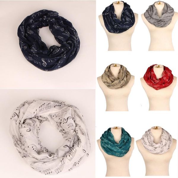 

scarves 1pcs women's fashion bibs spring, autumn and winter warmth printing pullover scarf neck sleeve music symbol long bib s78, Blue;gray