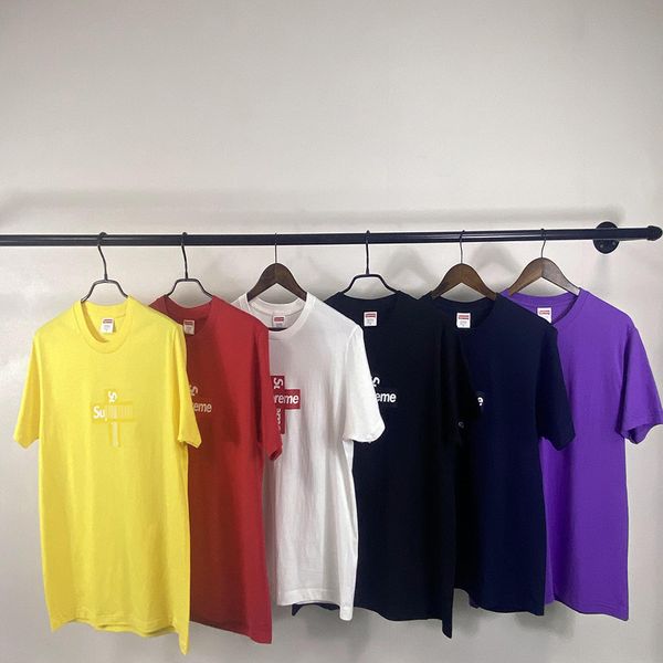 

new 20fw cross box tee cross letter men's and women's short sleeve t-shirt, White