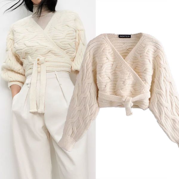 

women's sweaters blouse autumn vintage elegant long sleeve cut eight-strand knitting femme lacing coat streetwear 5up5, White;black
