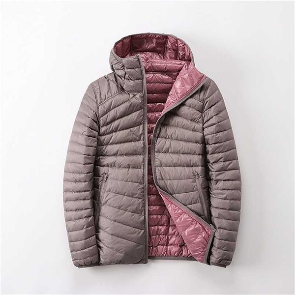 

bang brand women duck coats ultra light down jacket women lieghtweight double side reversible jackets women's windbreakers 210930, Black