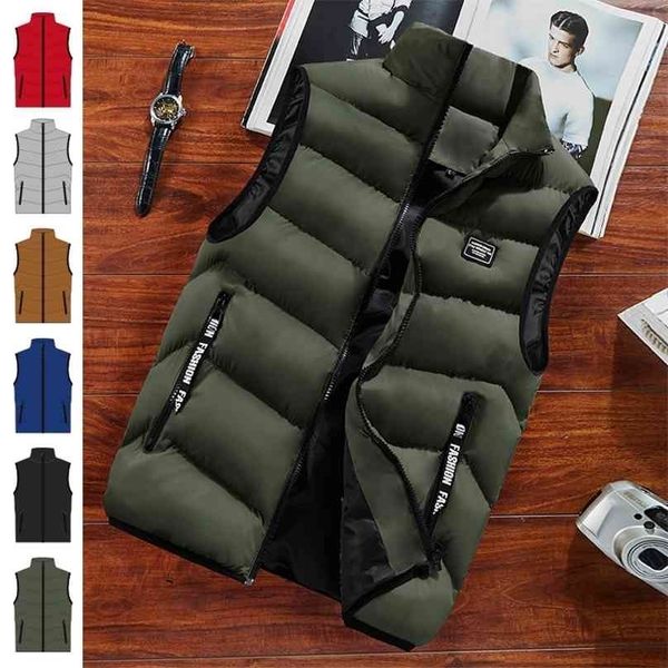 

mens fashion vest autumn warm sleeveless jacket male winter casual waistcoat plus size brand men thicken 8xl 210925, Black;white